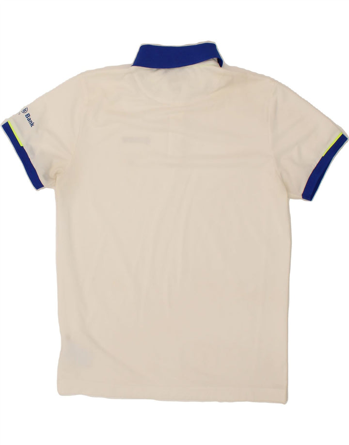 COLMAR Mens Polo Shirt Medium White Polyester Vintage Colmar and Second-Hand Colmar from Messina Hembry 