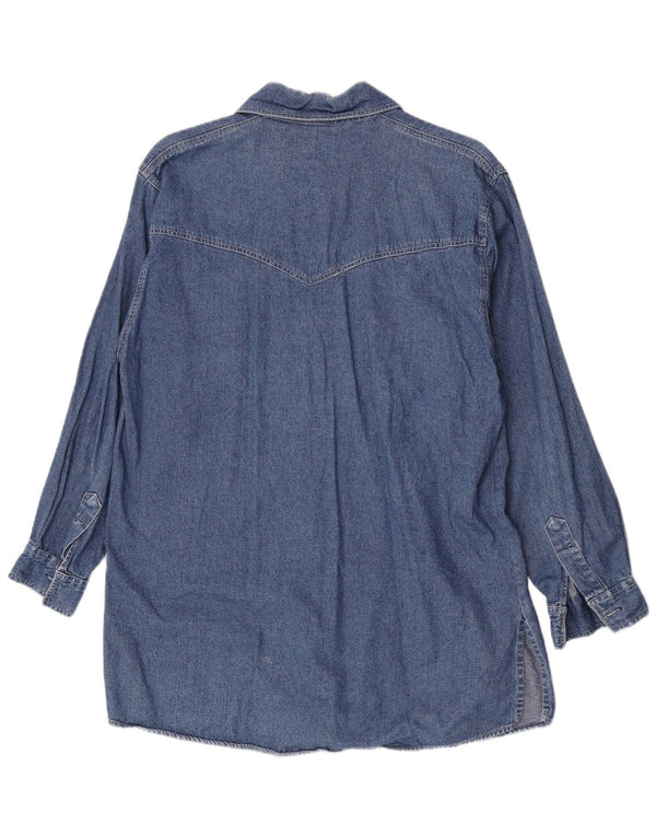 Chemise en jean longue femme Vintage EU 40 coton bleu moyen