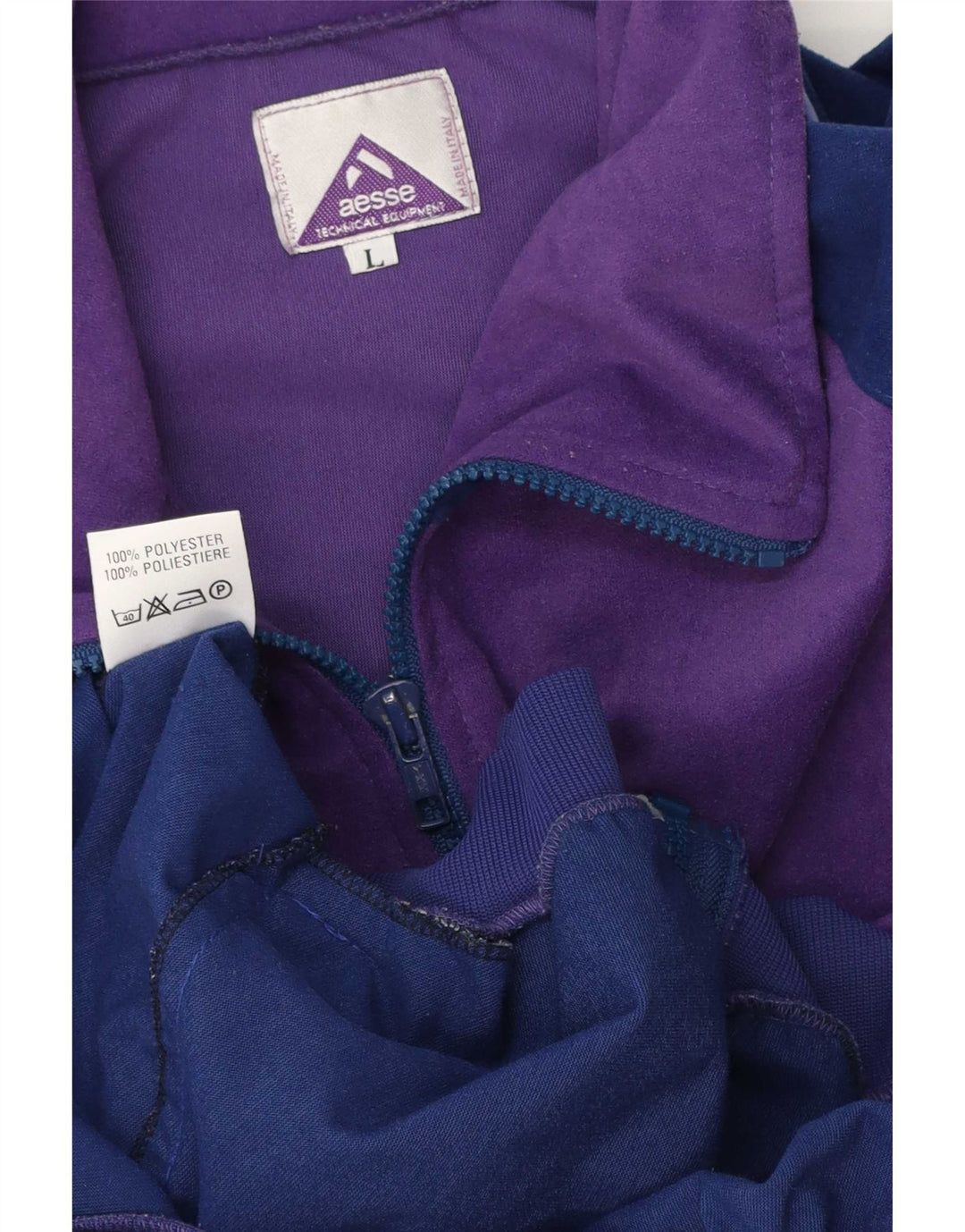 Aesse Veste de survêtement en velours pour homme Taille L Violet Colorblock Polyester