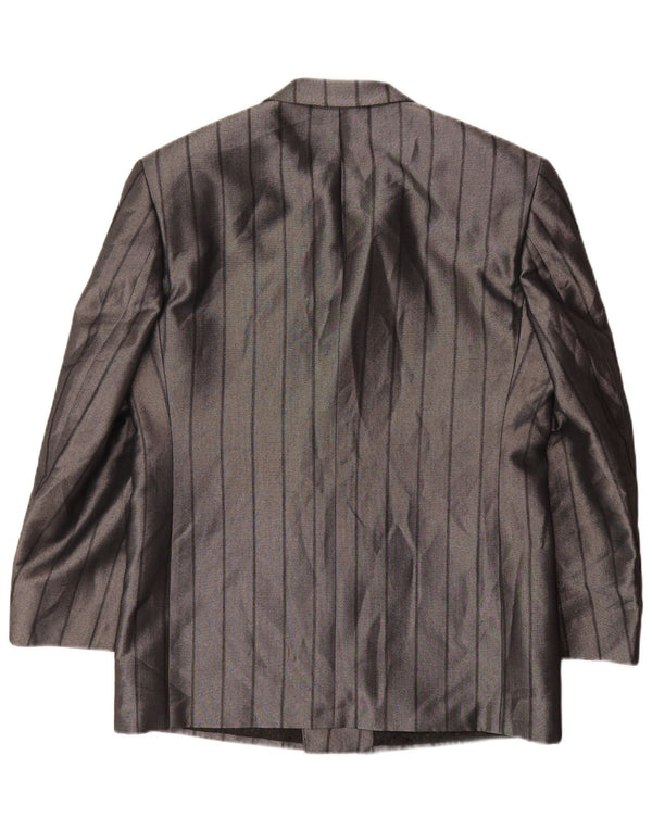 Veste Blazer Homme Vintage UK 38 Polyester Rayé Gris Moyen