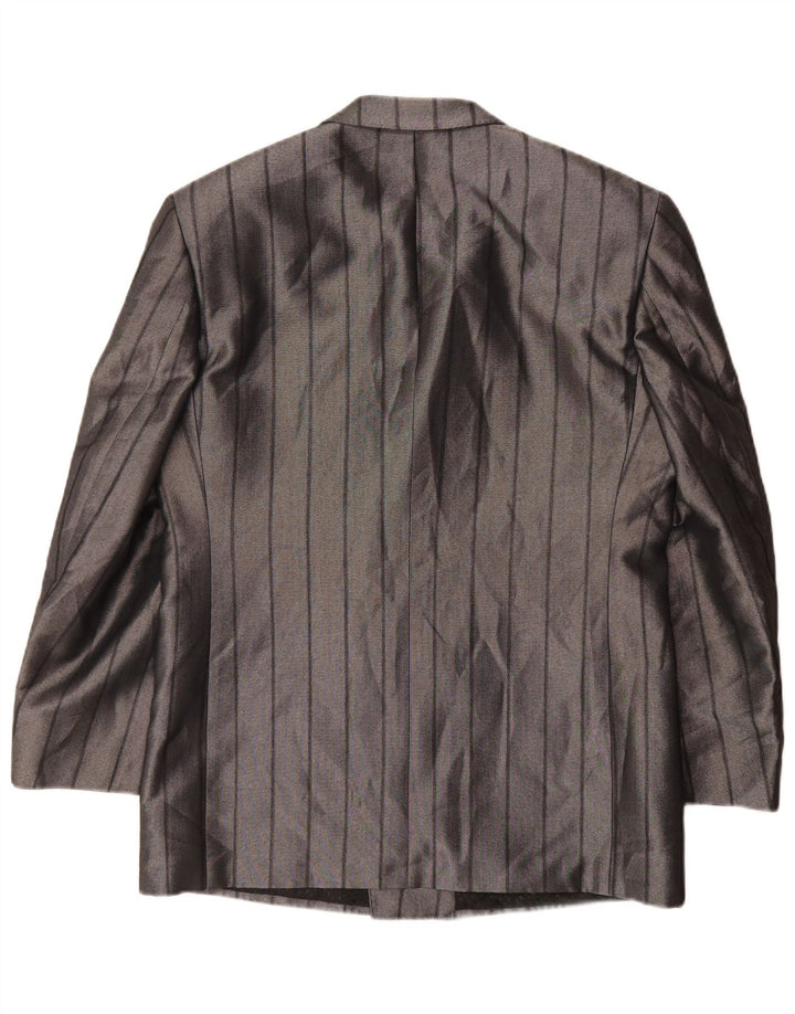 Veste Blazer Homme Vintage UK 38 Polyester Rayé Gris Moyen