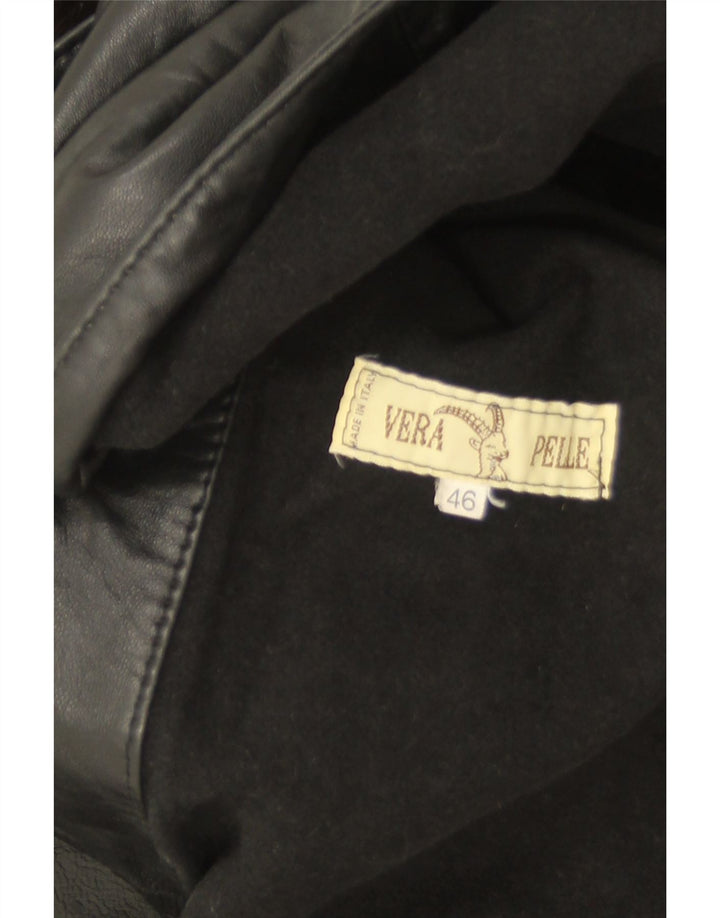manteau en cuir surdimensionné femme vintage IT 46 Grand cuir noir
