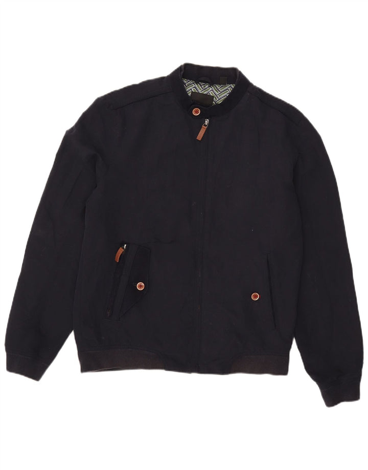 Ted Baker Veste Bomber Homme Taille 3 Bleu Marine Moyen Polyester