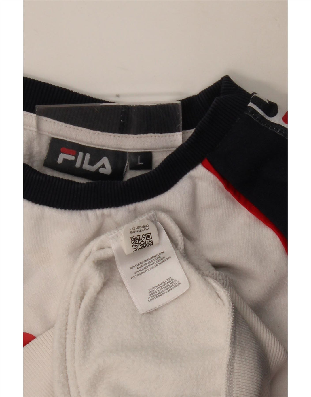FILA Sweat-shirt graphique pour hommes, grand, en coton color block blanc