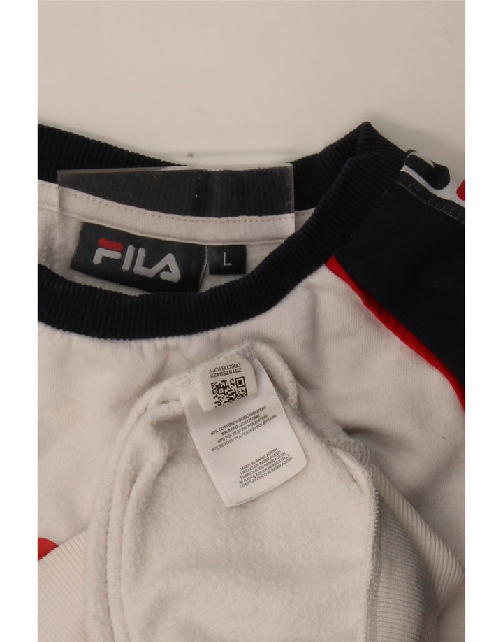 FILA Sweat-shirt graphique pour hommes, grand, en coton color block blanc
