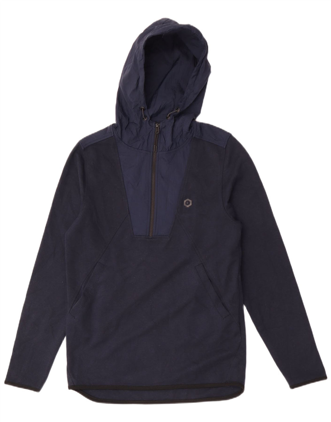 Jack & Jones Pull à capuche à col zippé pour homme Petit bleu marine Polyester