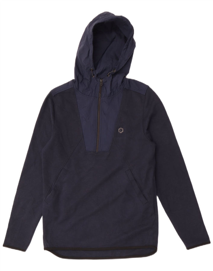 Jack & Jones Pull à capuche à col zippé pour homme Petit bleu marine Polyester