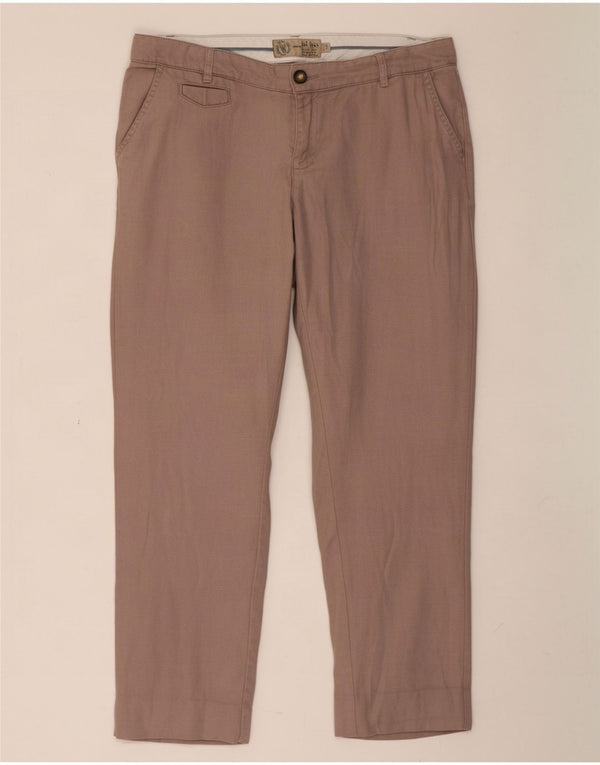 Fat Face Pantalon court droit pour femme UK 12 Medium W34 L25 Gris Coton