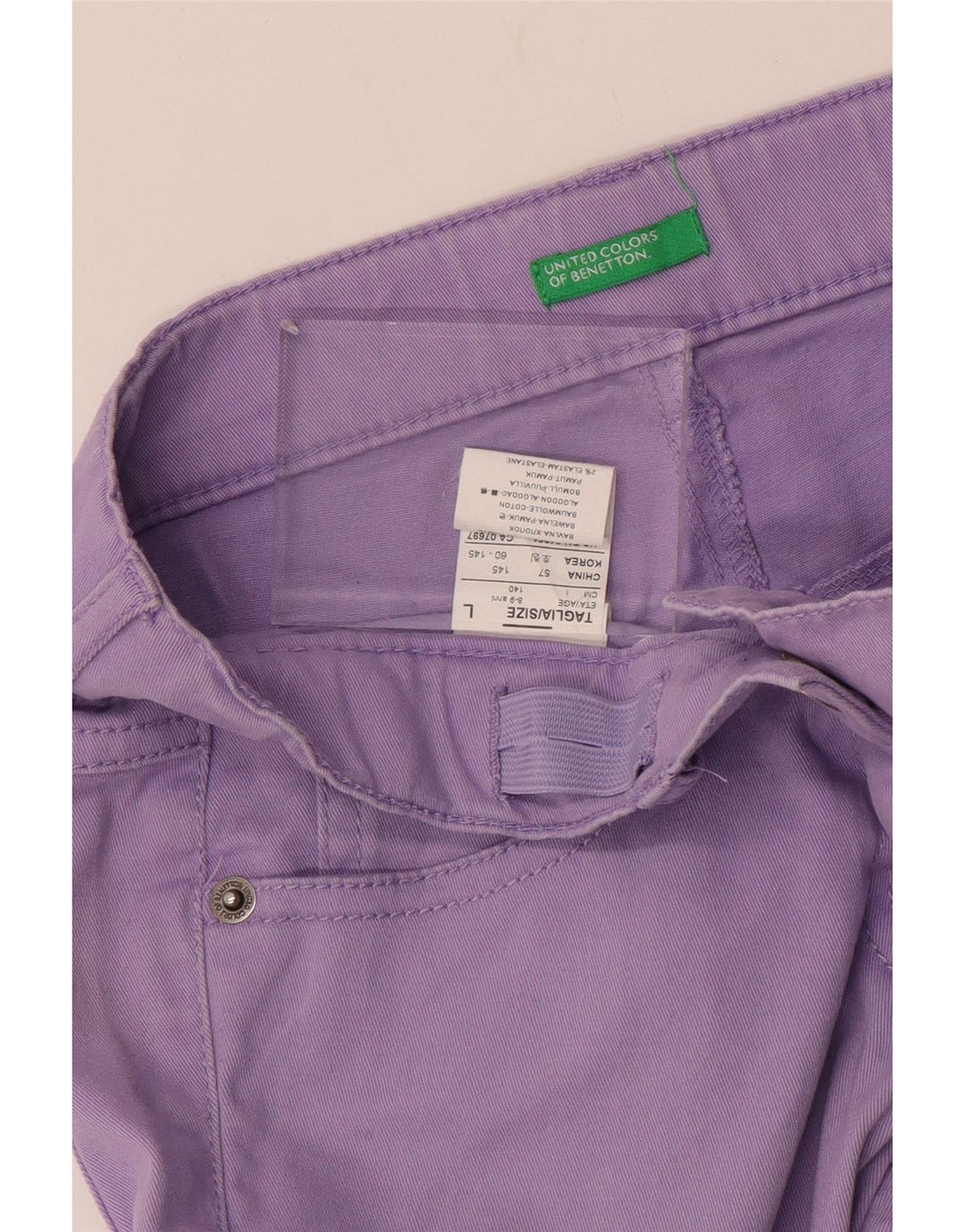 BENETTON Jean Slim Fille 8-9 Ans Large W26 L26 Violet Coton