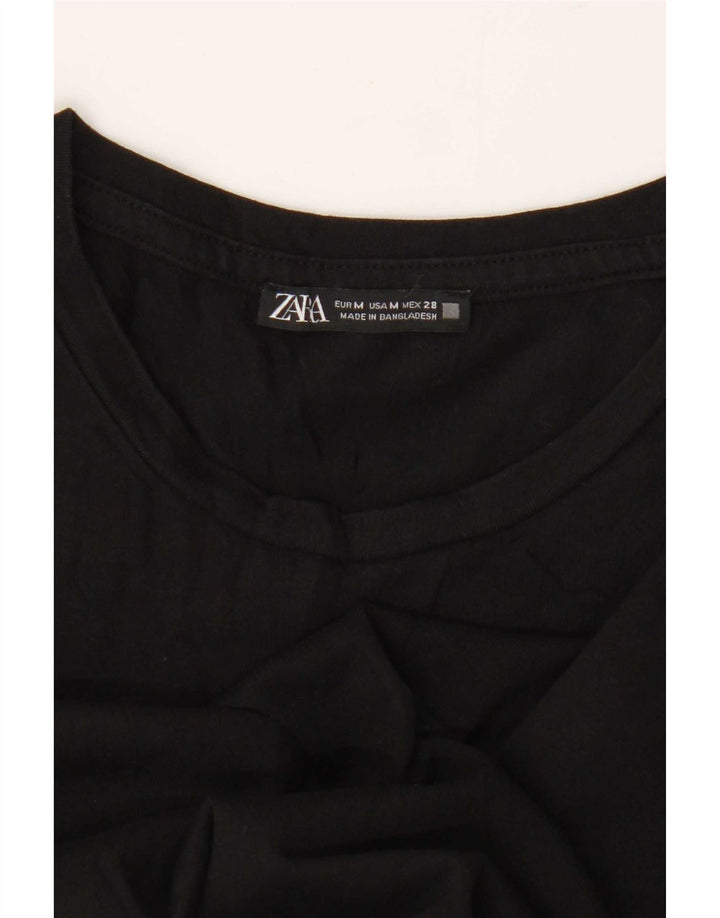 Zara T-shirt court pour femme UK 12 Noir moyen