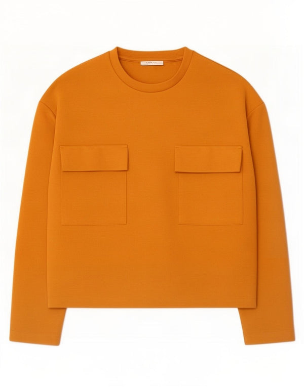 Zara Womens Top Long Sleeve UK 14 Medium Orange