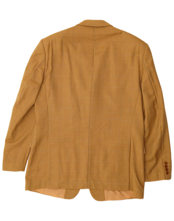HUGO BOSS Veste Blazer 3 Boutons Homme IT 52 XL Jaune à Carreaux Laine Vierge