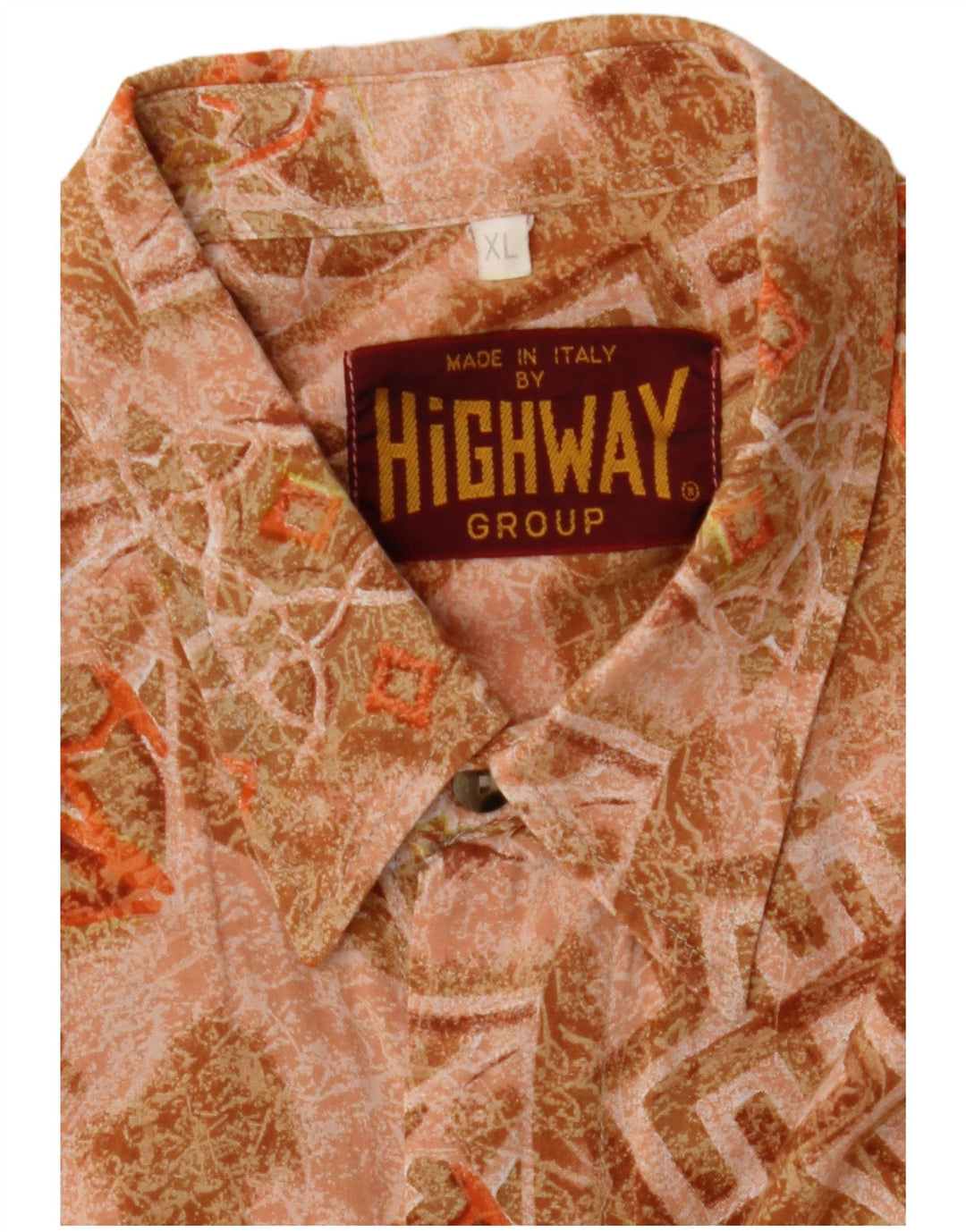 Chemise Homme Vintage XL Marron Géométrique