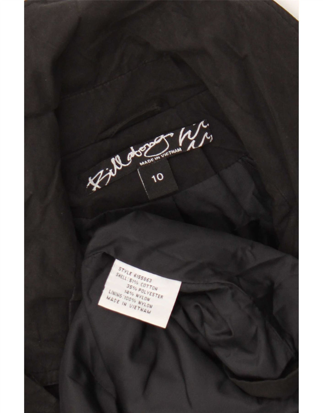 Billabong Manteau double boutonnage pour femme UK 10 Petit coton noir