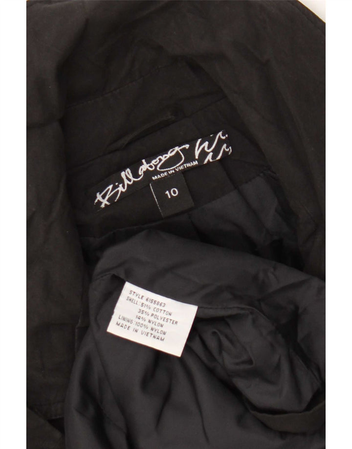 Billabong Manteau double boutonnage pour femme UK 10 Petit coton noir