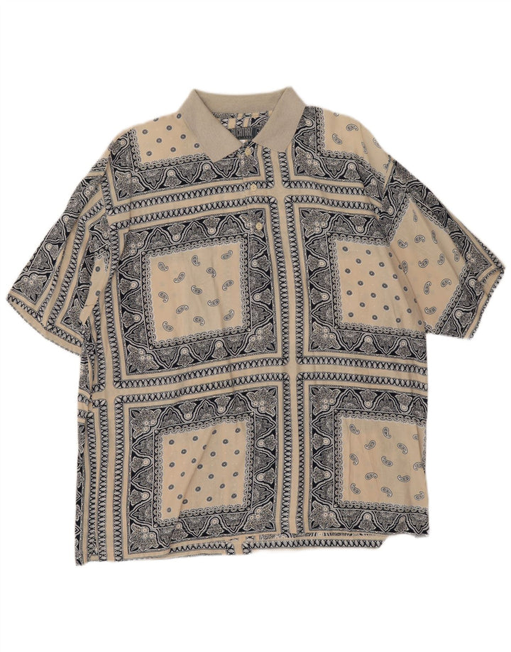 Alcatraz Chemise pull à manches courtes pour homme Beige moyen Paisley Viscose