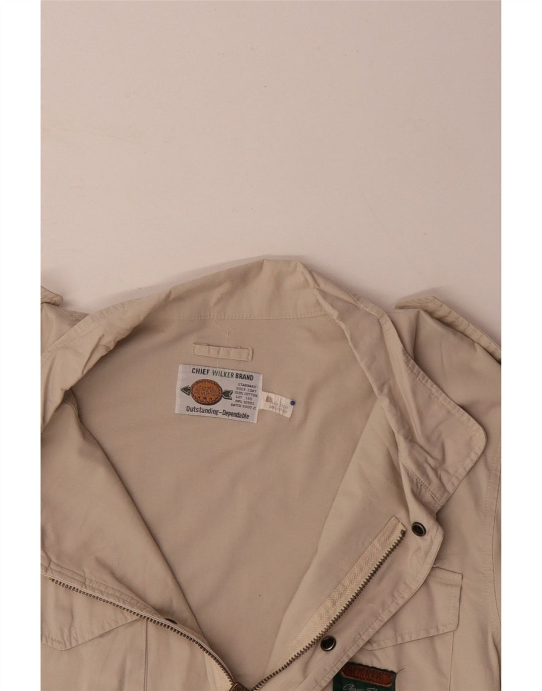 VINTAGE Veste militaire homme UK 40 Grand coton beige