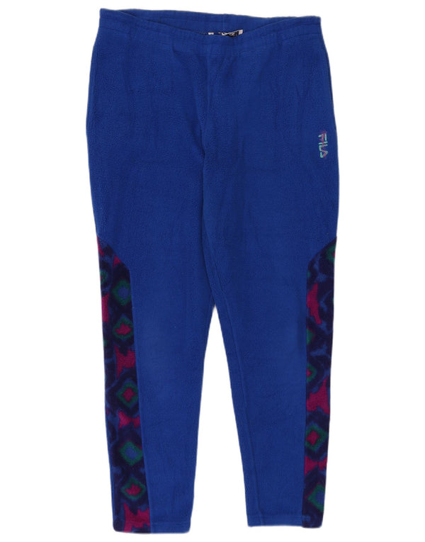 Fila Pantalon de survêtement en polaire pour femme IT 46 Large Bleu Géométrique