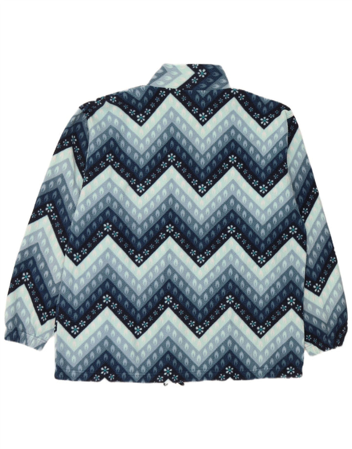 vintage Mens Fleece Jacket UK 40 Grand Bleu Géométrique