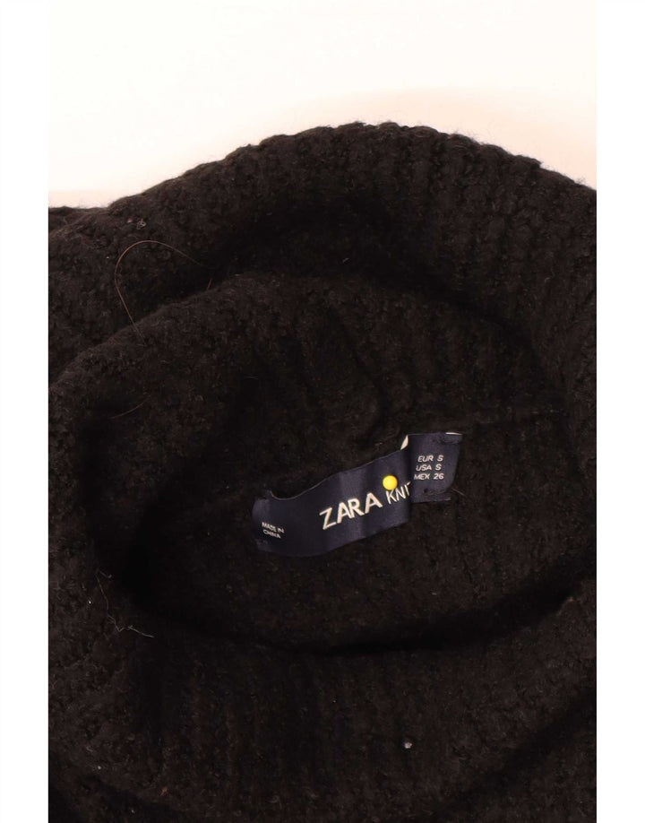 Zara Pull surdimensionné à col roulé pour femme UK 10 Petit Acrylique Noir