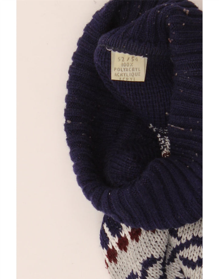 VINTAGE Pull col roulé pour homme IT 52/54 Grand Gris Fair Isle