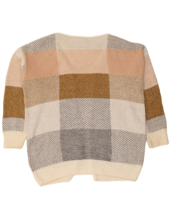 Topshop Cardigan surdimensionné pour femme UK 44 en acrylique à carreaux beige moyen