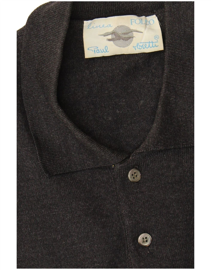 vintage Homme Polo Neck Jumper Pull IT 54 XL Gris