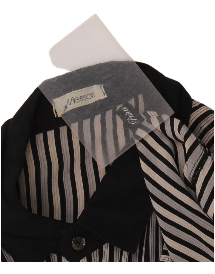 MESSORI Chemise à manches courtes pour homme Petite soie rayée noire