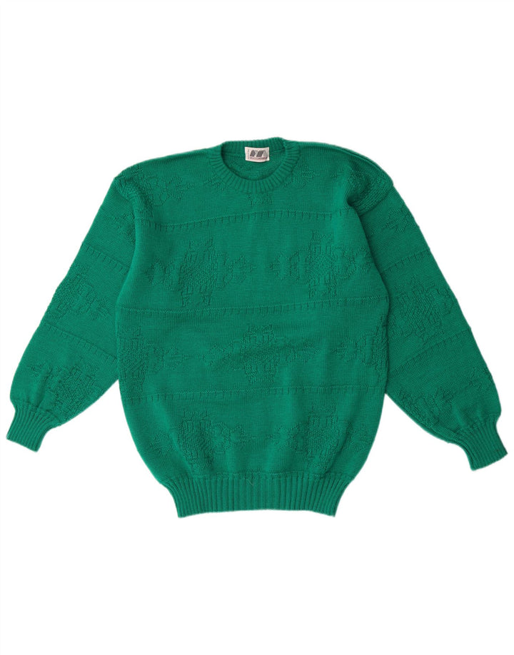 VINTAGE Pull col rond homme vert moyen