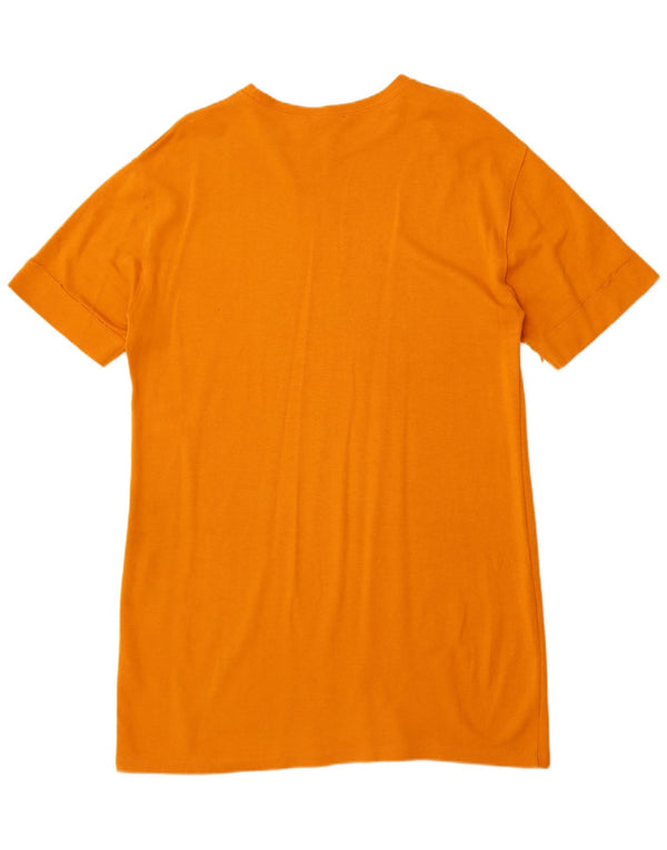 Zara Robe T-Shirt Femme UK 16 Grand Coton Orange