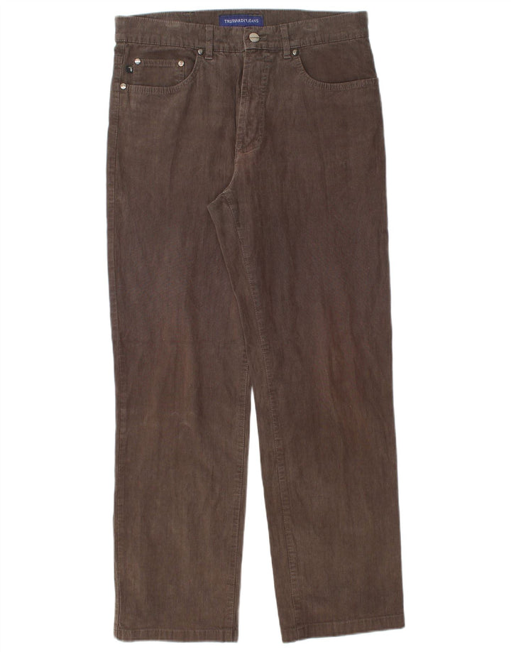 TRUSSARDI Pantalon décontracté droit pour homme IT 50 Large W34 L29 Marron