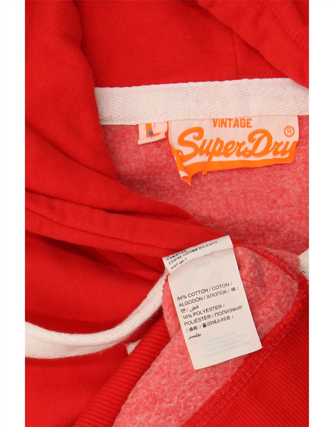 SUPERDRY Pull à capuche graphique pour femme UK 16 Large Rouge Coton