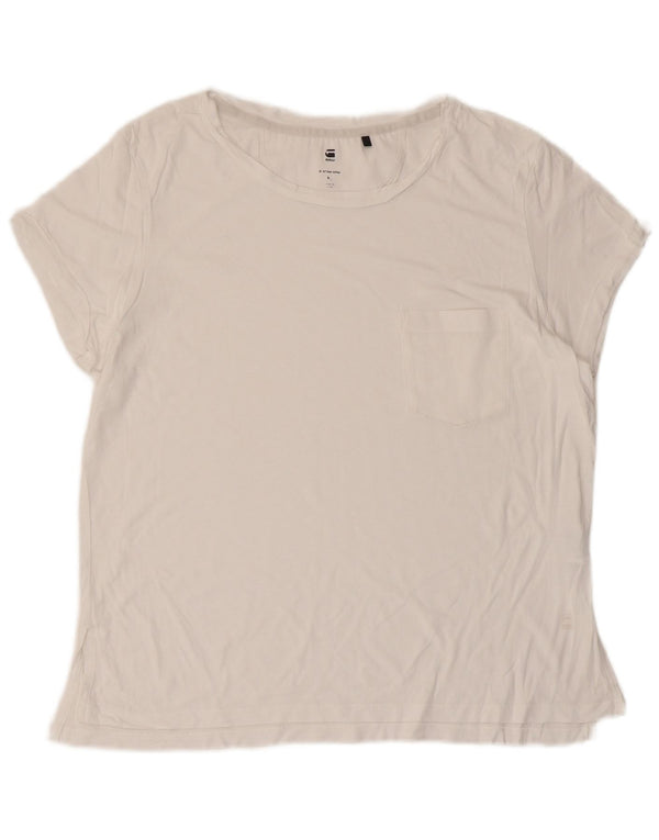 G-STAR Femme T-Shirt Top UK 14 Medium Blanc Viscose