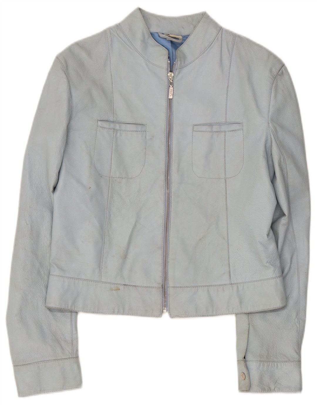 Veste en cuir femme vintage UK 14 Cuir bleu moyen