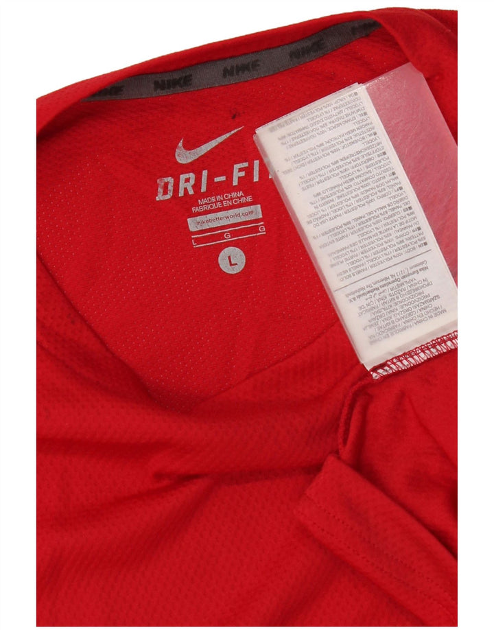 Nike Hommes Dri Fit T-Shirt Haut Large Rouge Colorblock Polyester
