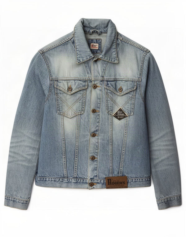 Roy Rogers Veste en jean délavé à l'acide pour homme UK 36 Petit Bleu