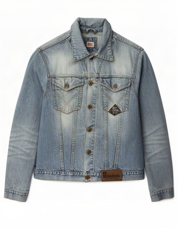 Roy Rogers Veste en jean délavé à l'acide pour homme UK 36 Petit Bleu