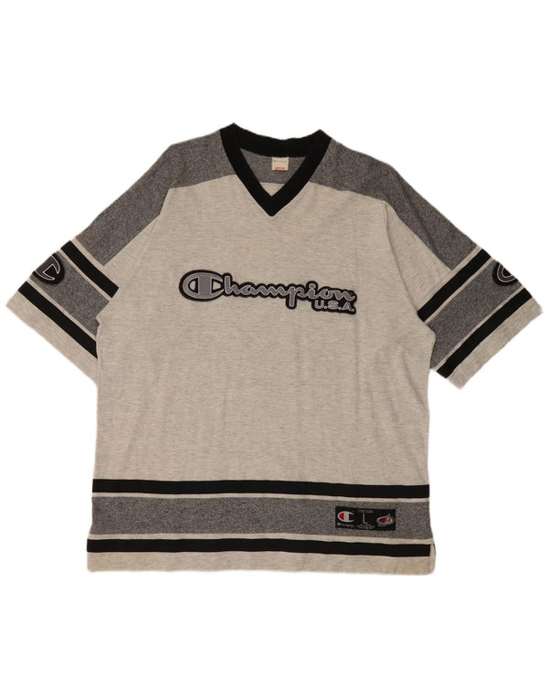 Champion T-Shirt Graphique Homme Grand Gris Colorblock Coton