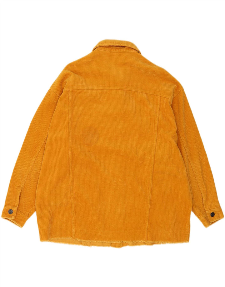 Zara Veste surdimensionnée en velours côtelé pour femme UK 16 Grand coton jaune