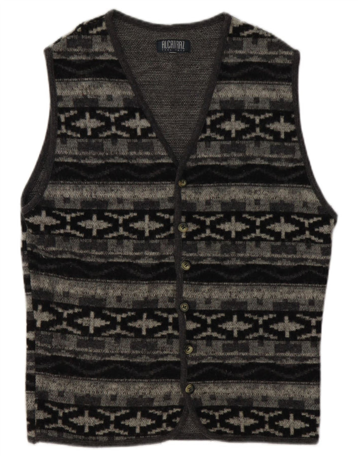 Alcatraz Pull Cardigan sans Manches Homme Petit Gris Géométrique