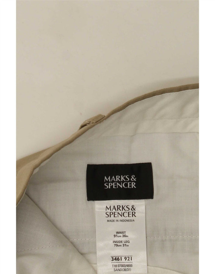 Marks & Spencer Pantalon de costume pour homme W36 L31 Beige Polyester