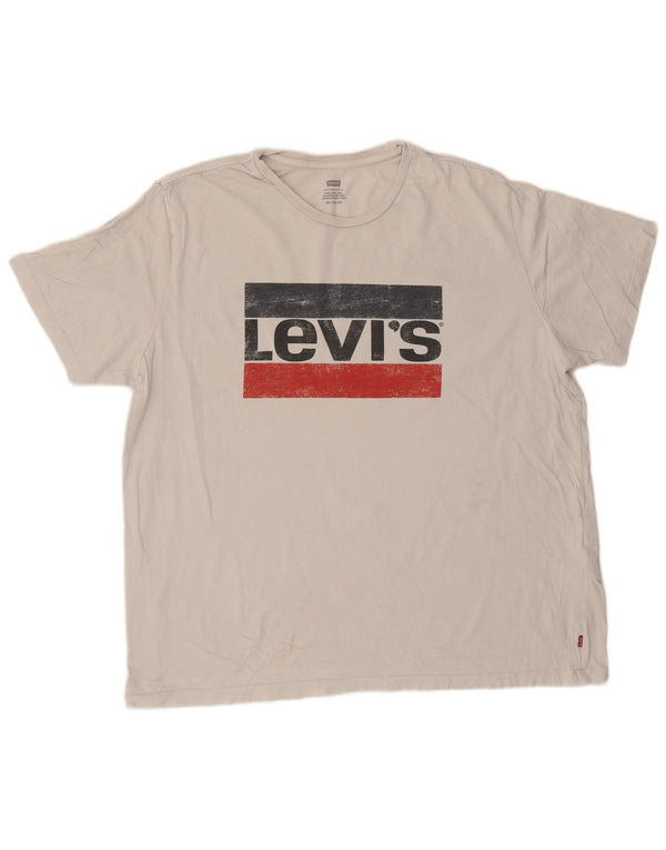 Levi's T-Shirt Graphique Top 2XL Homme Blanc Coton