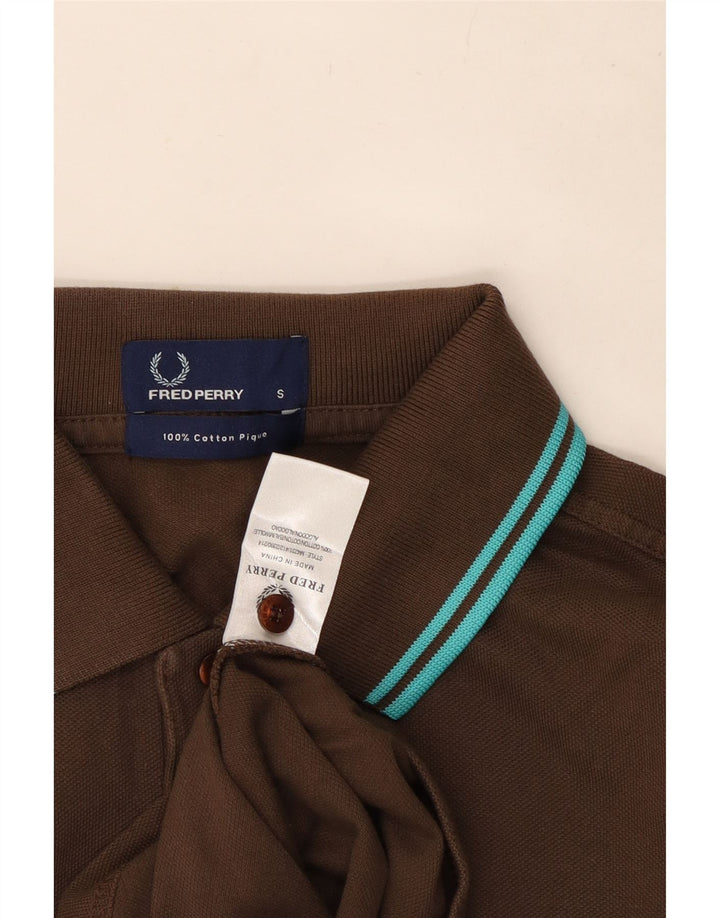 Fred Perry Polo à manches longues pour homme Petit coton marron