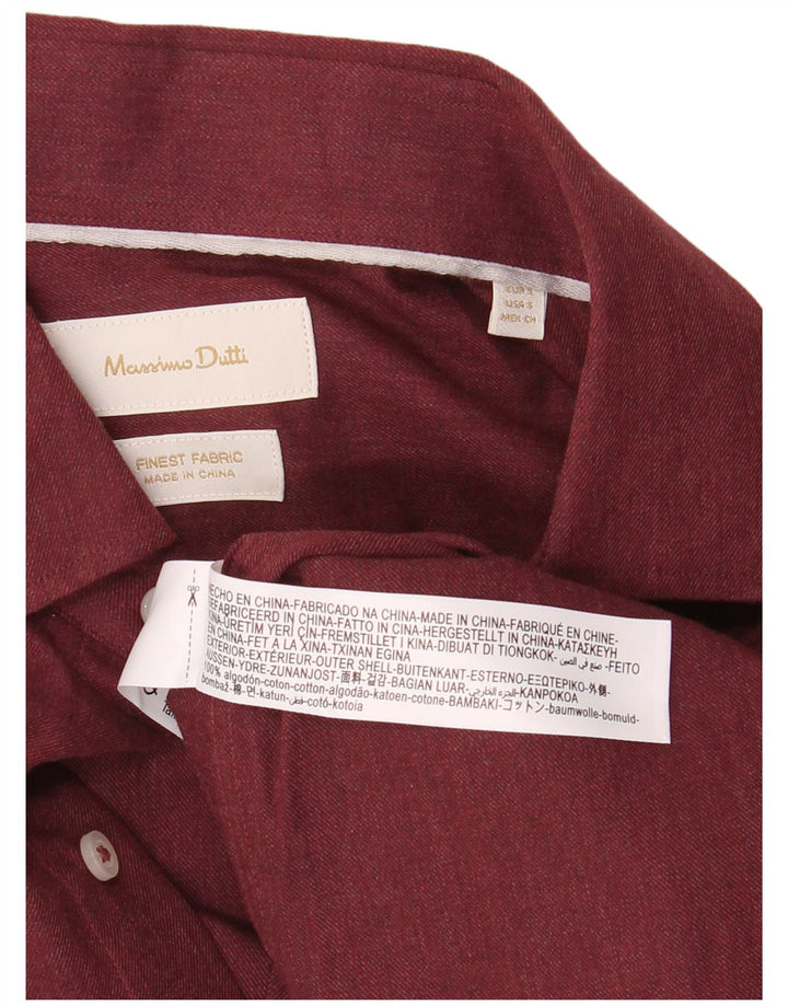 Massimo Dutti Chemise Homme Petit Coton Bordeaux