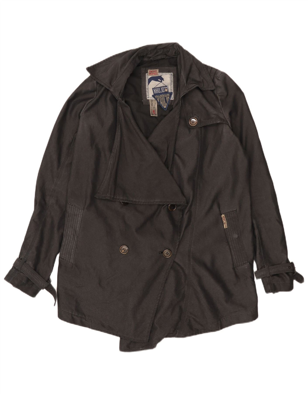 KHUJO Trench-Coat surdimensionné pour femme UK 10 Petit Noir Polyester