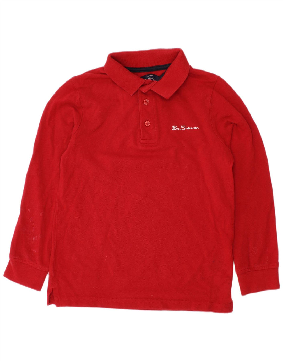 BEN SHERMAN Polo graphique à manches longues pour garçon 6-7 ans en coton rouge