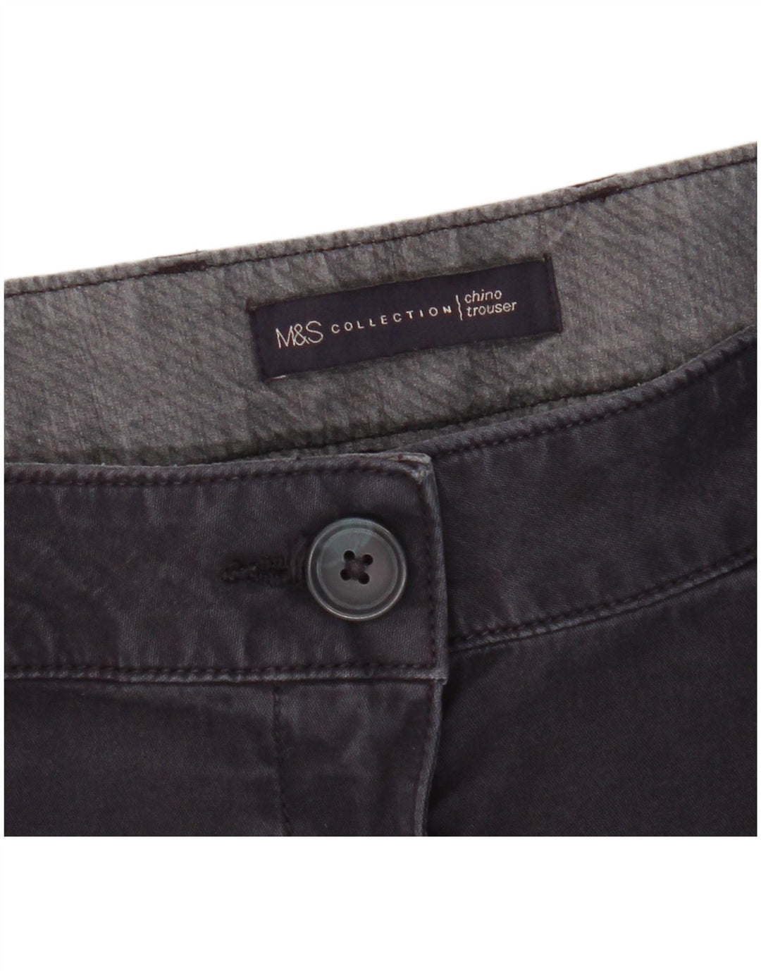 Marks & Spencer Pantalon Chino Droit Femme W38 L28 Bleu Marine