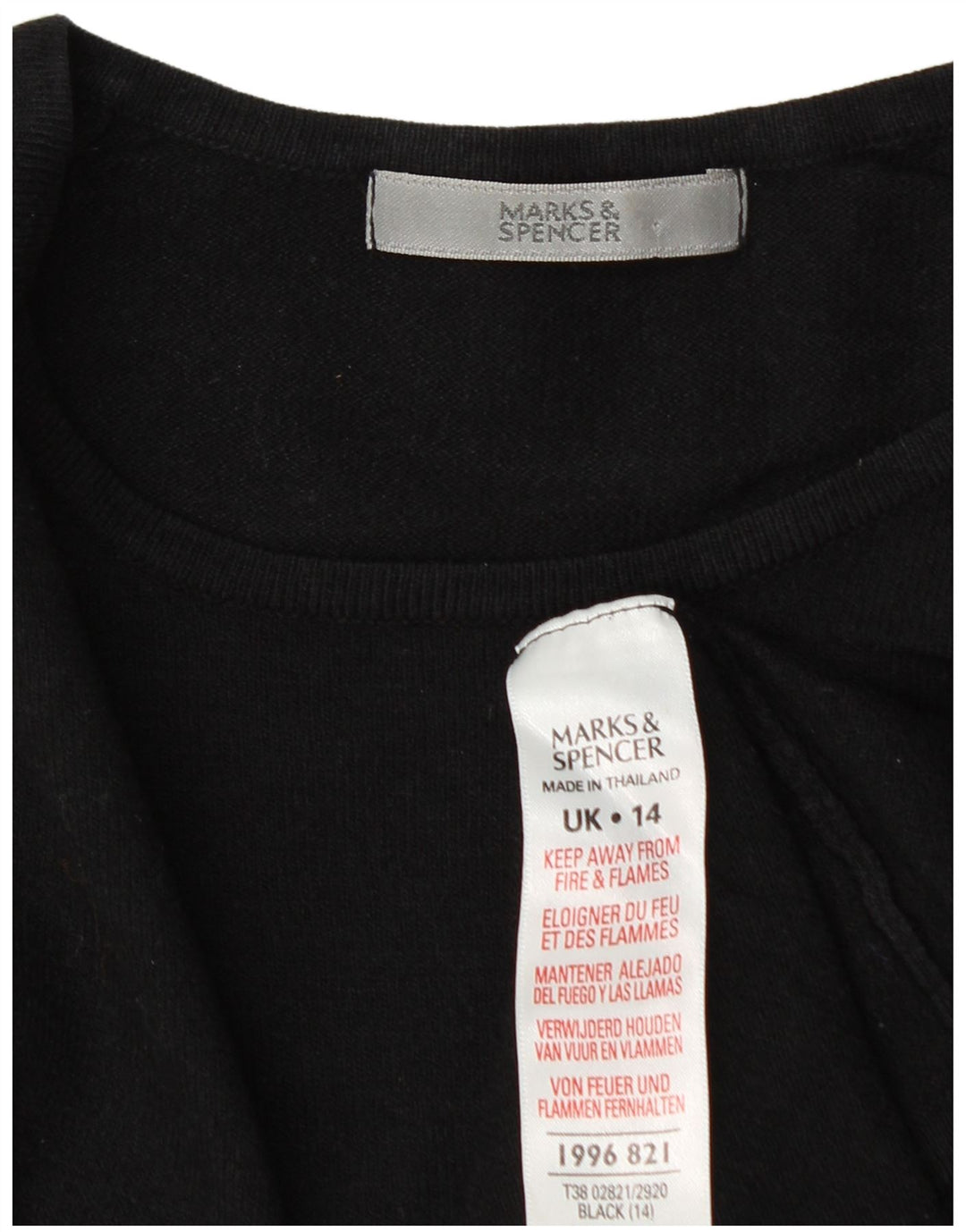 Marks & Spencer Pull court à col bateau pour femme UK 14 Noir moyen