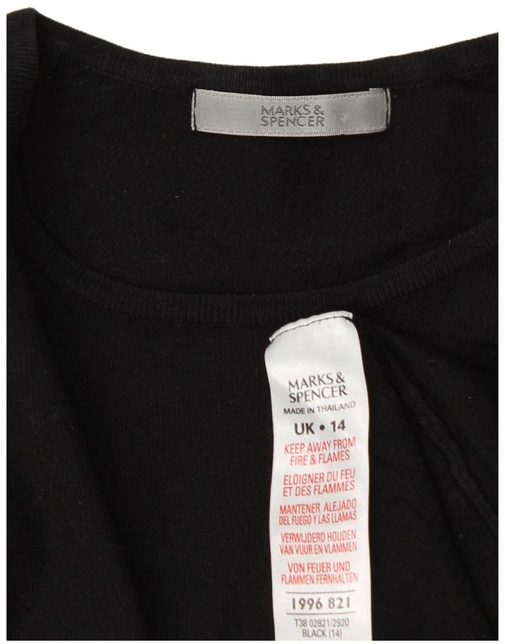 Marks & Spencer Pull court à col bateau pour femme UK 14 Noir moyen