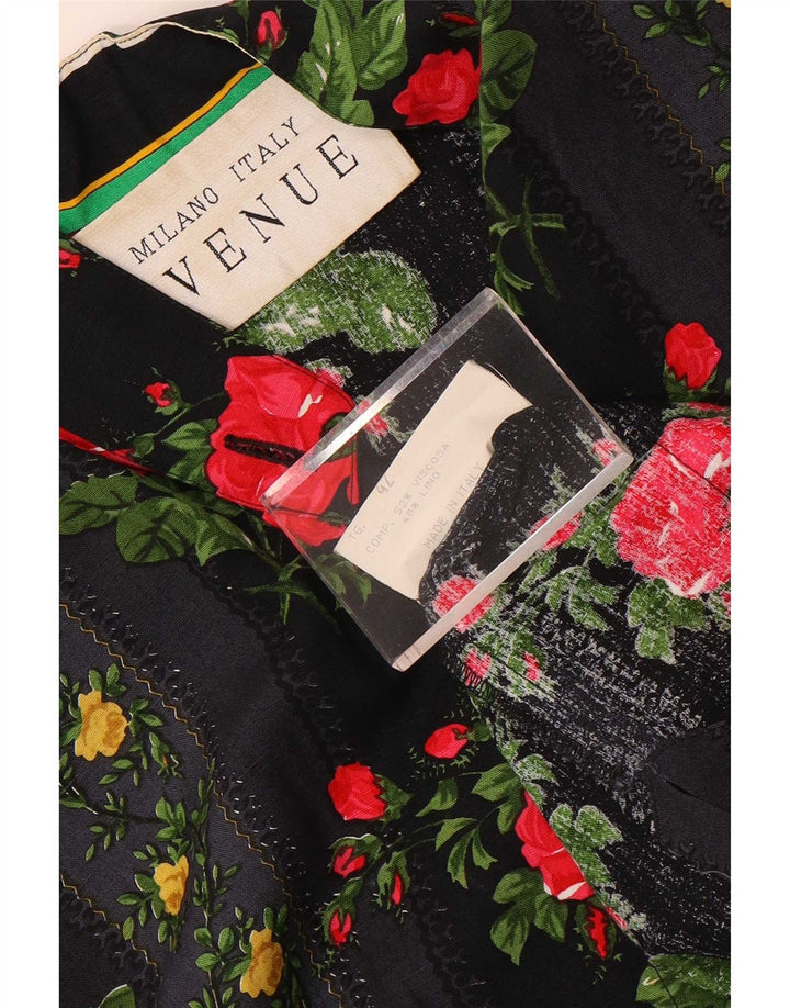 Avenue Chemisier surdimensionné à manches 3/4 pour femme IT 42 Noir moyen floral